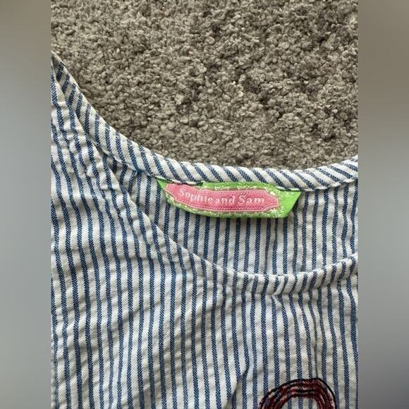 Sophie and Sam Kids 2T Blue and White Striped Top - Picture 8 of 8